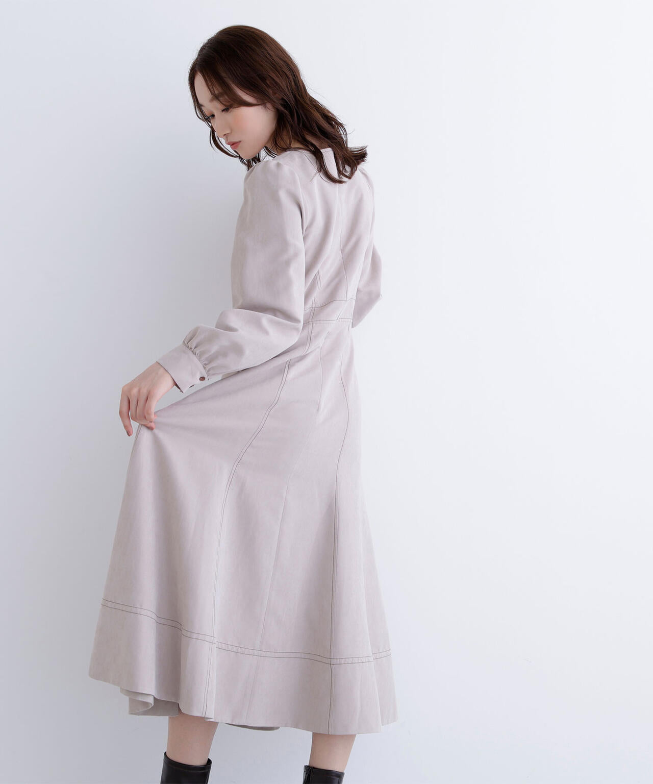 バイカラーステッチワンピース