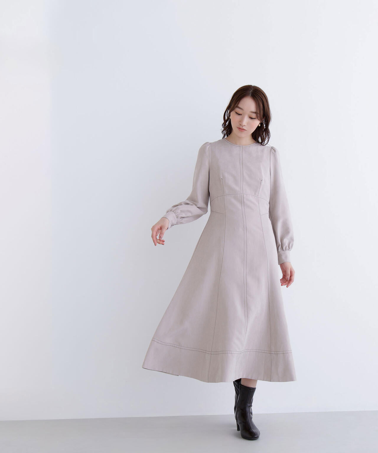 バイカラーステッチワンピース