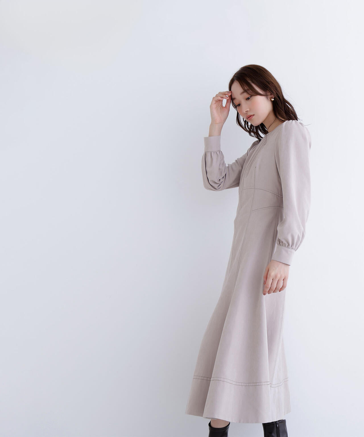 バイカラーステッチワンピース