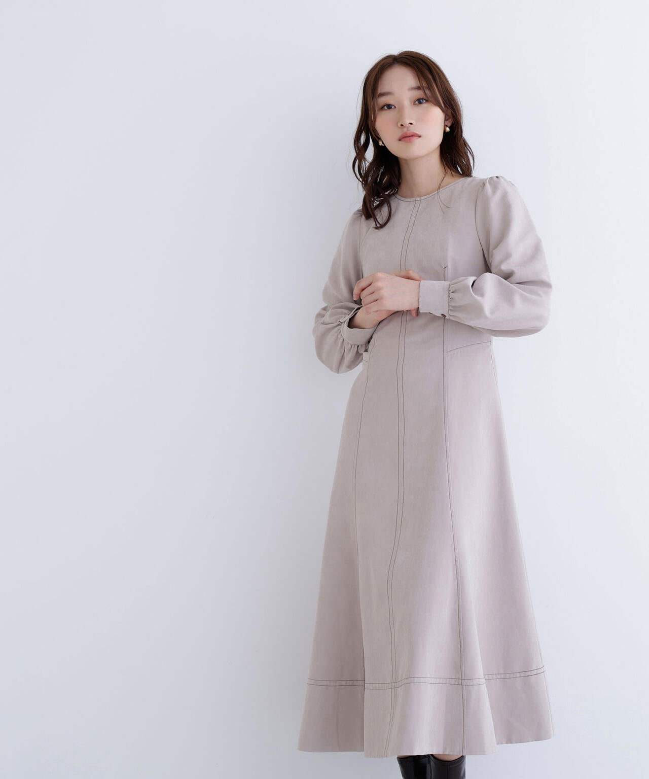 H BEAUTY&YOUTH ワンピース　Sサイズ　新品 バイカラーステッチワンピース | NATURAL BEAUTY BASIC（ナチュラル