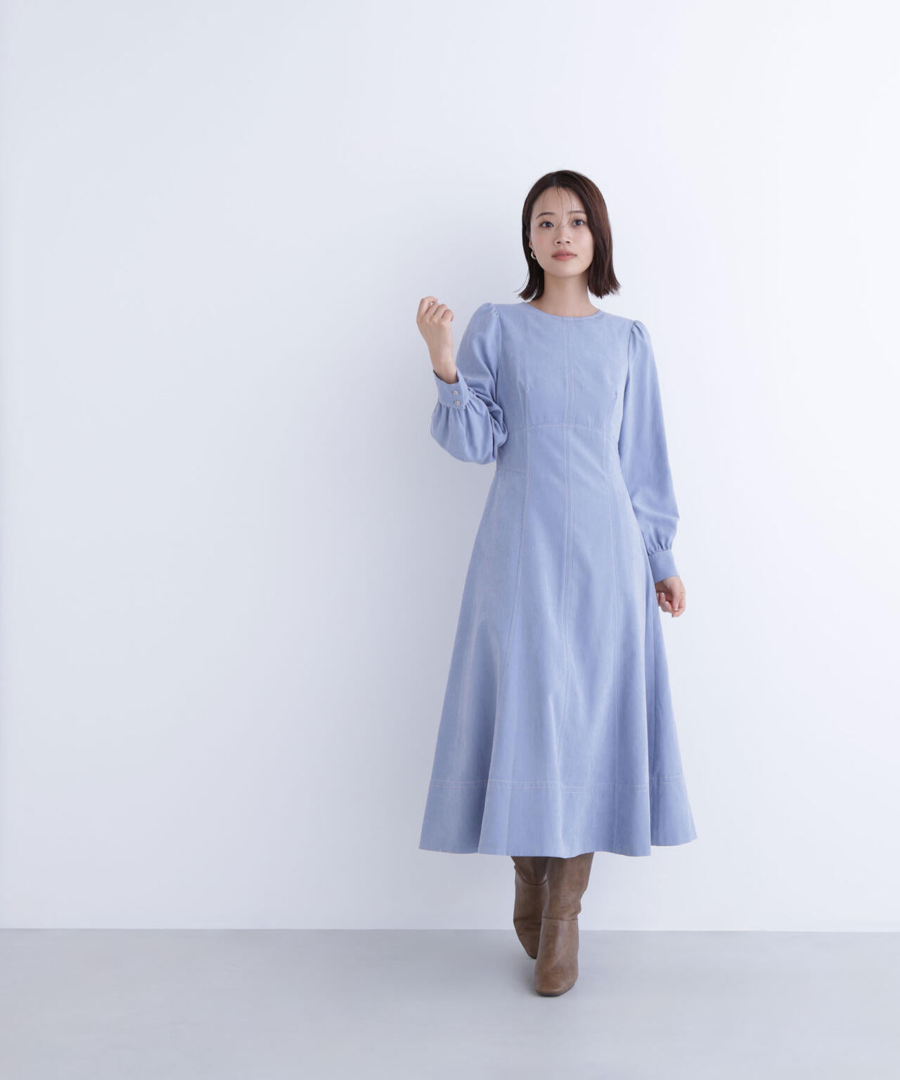 バイカラーステッチワンピース