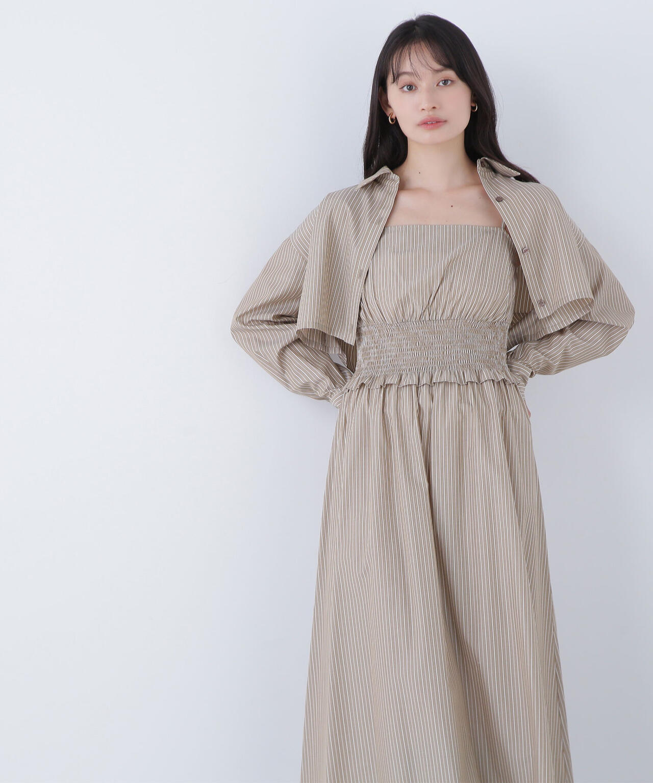 レイヤードマルチストライプワンピース