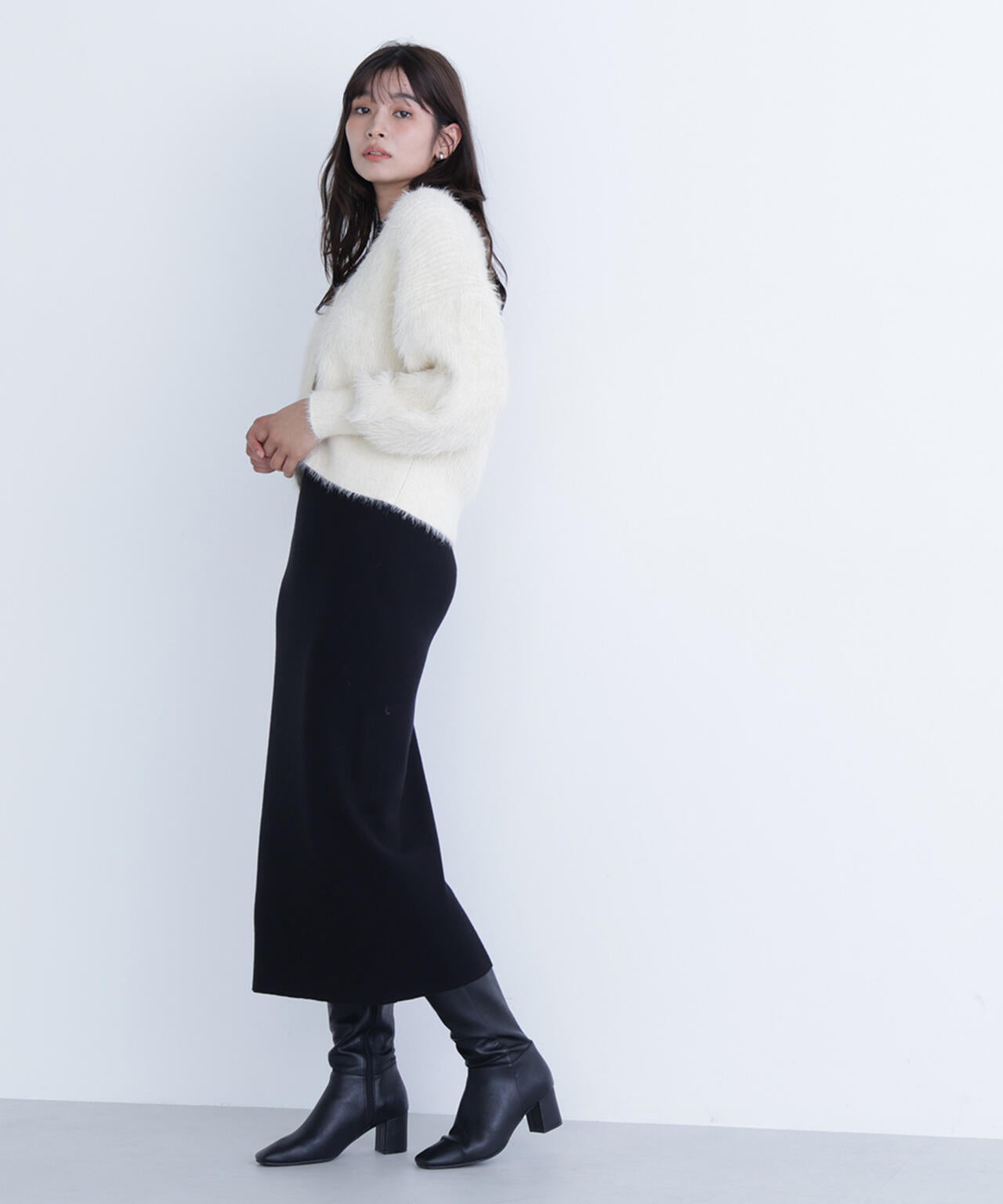 シャギーカーデセットニットワンピース