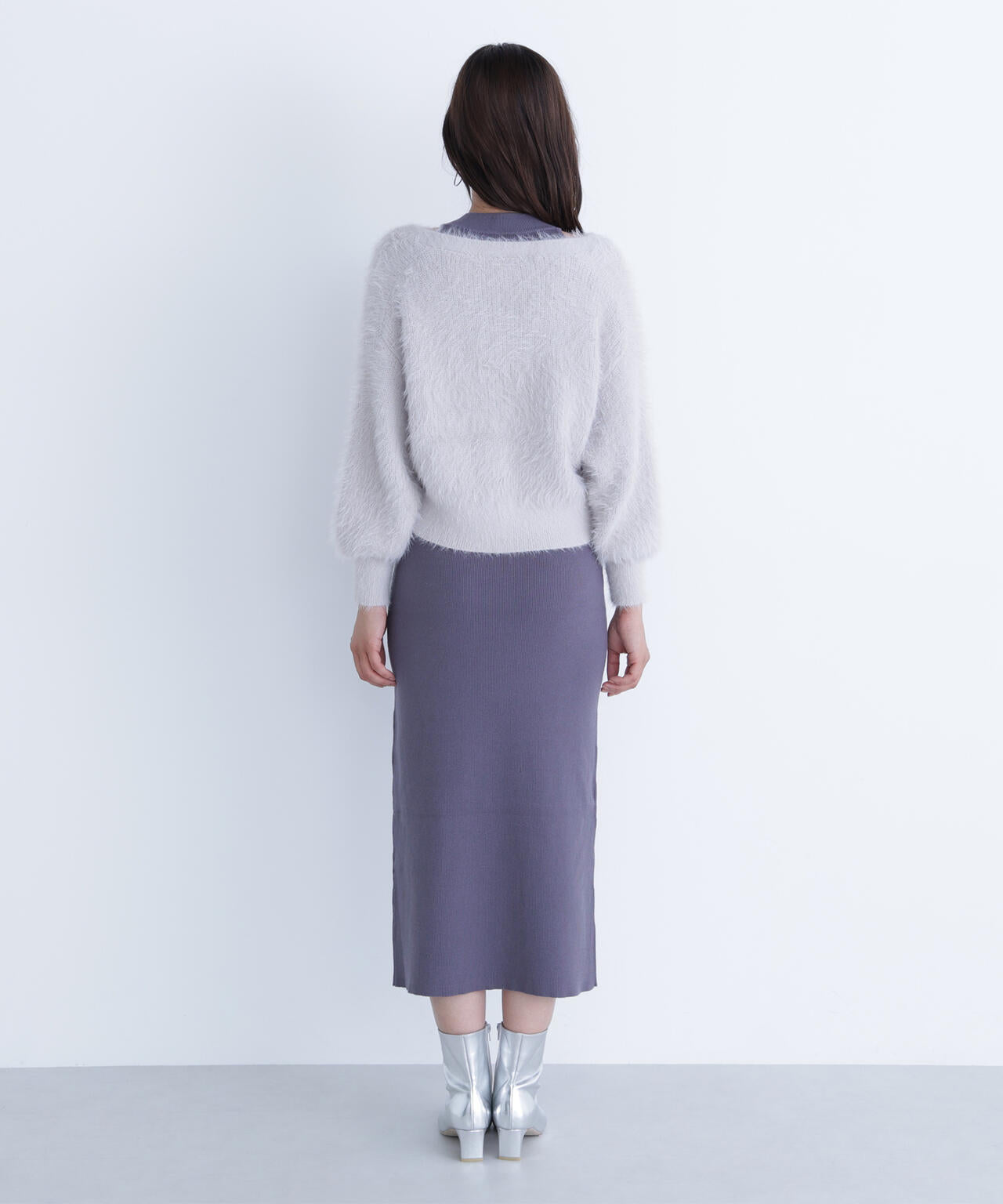 シャギーカーデセットニットワンピース