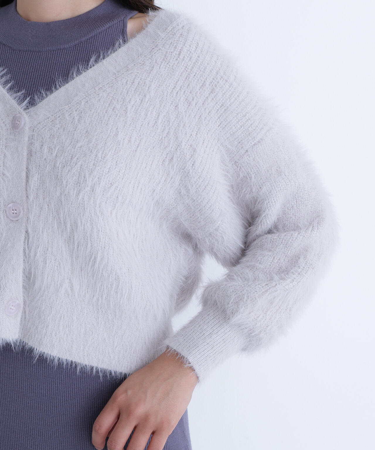 シャギーカーデセットニットワンピース