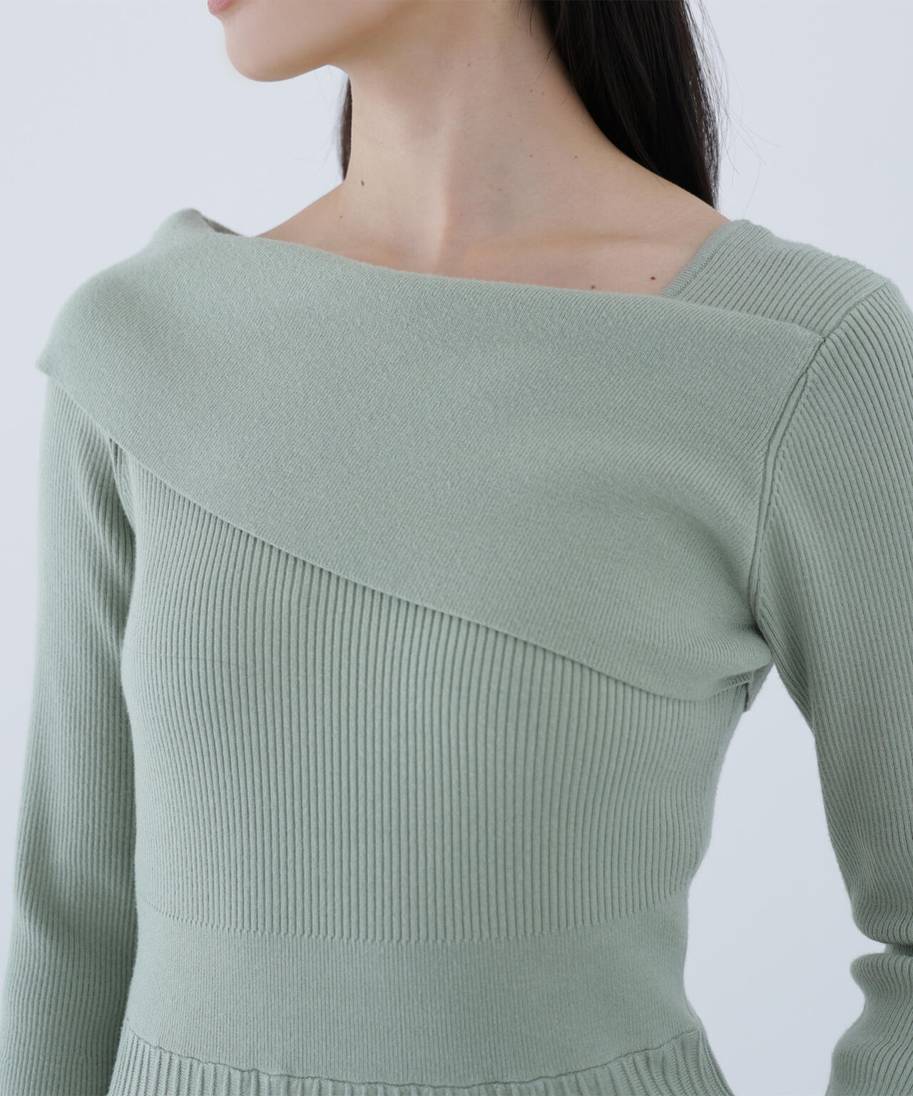 アシメネックニットワンピース