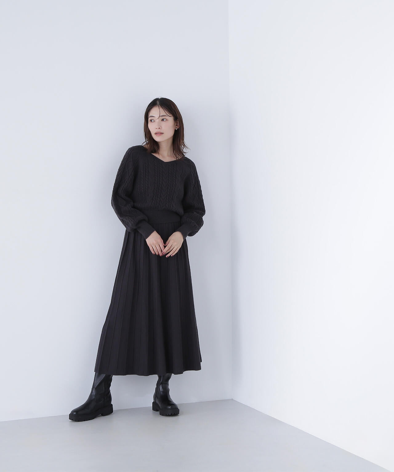 Randy ブラック ケーブルニット セットアップ ケーブルニットセットアップ | NATURAL BEAUTY BASIC（ナチュラル