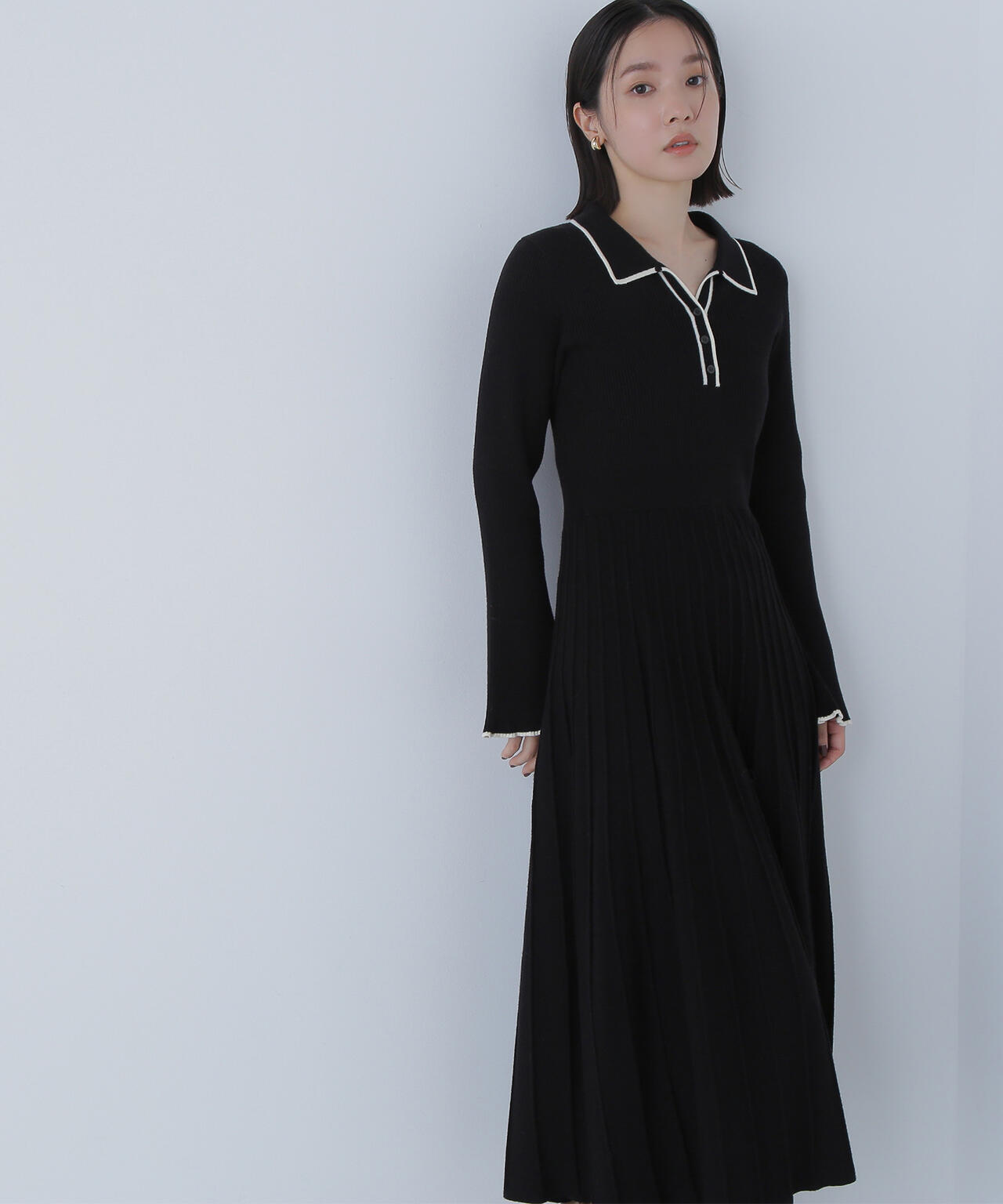 スキッパーバイカラーニットワンピース | NATURAL BEAUTY BASIC