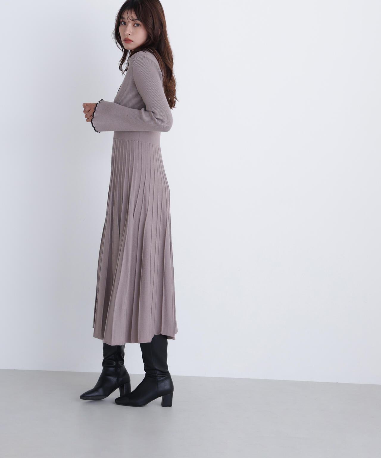 ワンピース RT-134899 スキッパーバイカラーニットワンピース | NATURAL BEAUTY BASIC