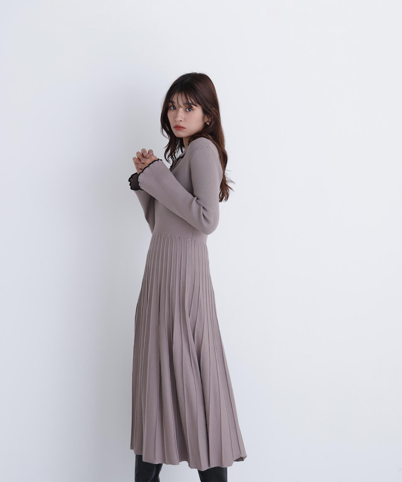 スキッパーバイカラーニットワンピース | NATURAL BEAUTY BASIC