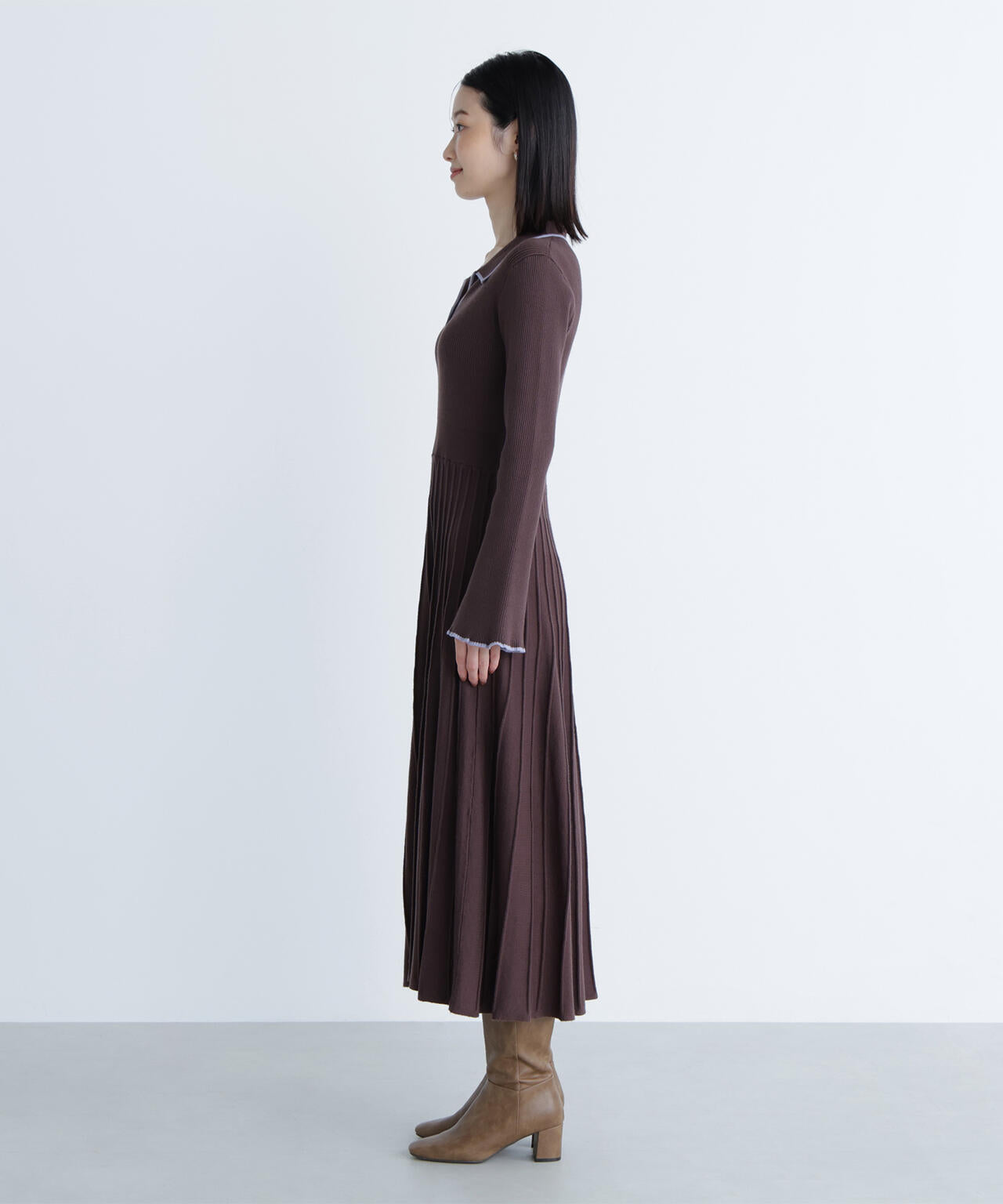 スキッパーバイカラーニットワンピース | NATURAL BEAUTY BASIC