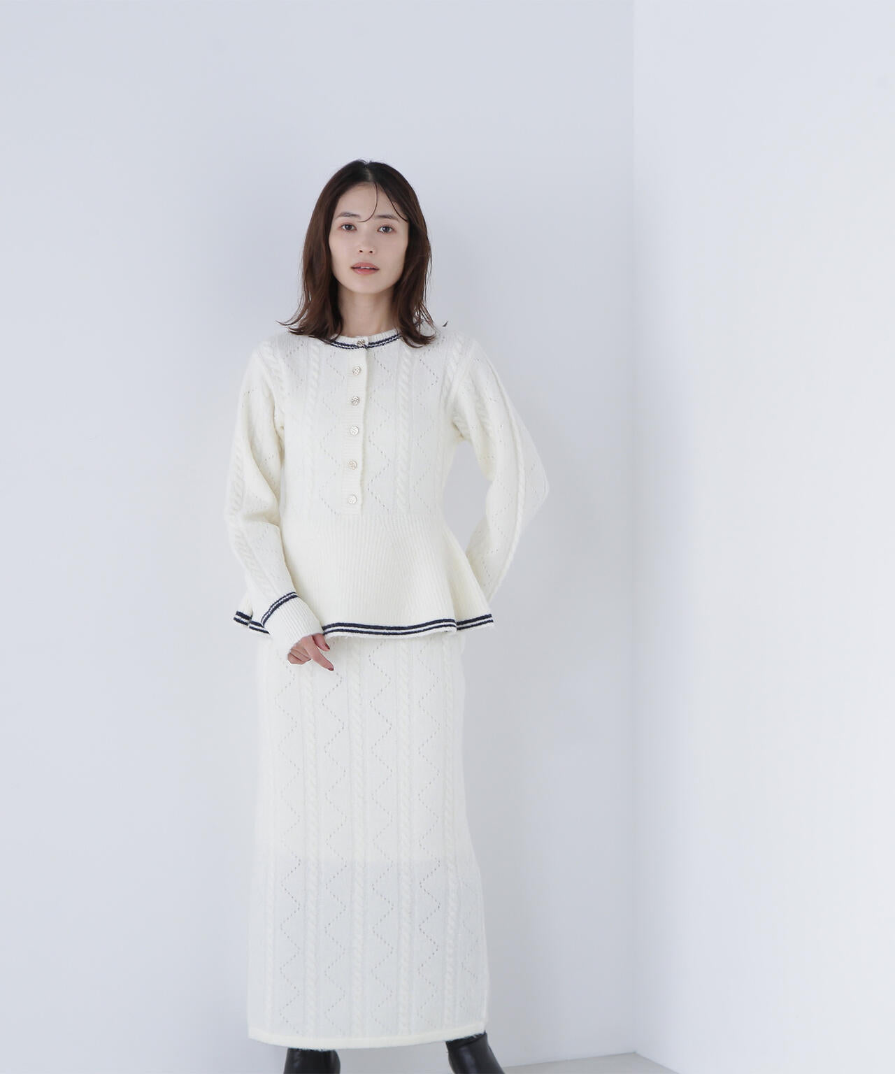 ペプラムケーブルニットセットアップ | NATURAL BEAUTY BASIC