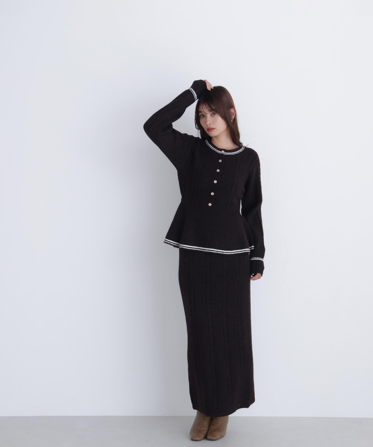 ペプラムケーブルニットセットアップ | NATURAL BEAUTY BASIC
