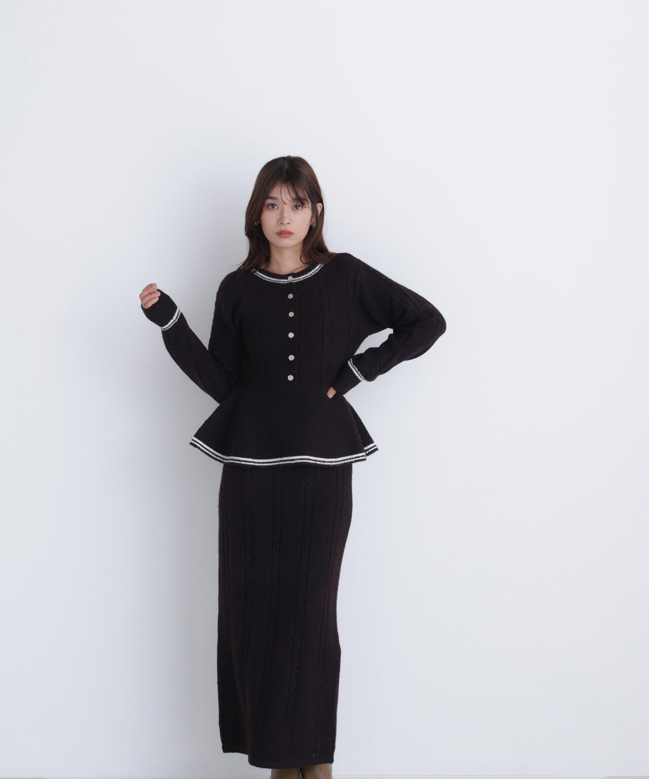 ペプラムケーブルニットセットアップ | NATURAL BEAUTY BASIC