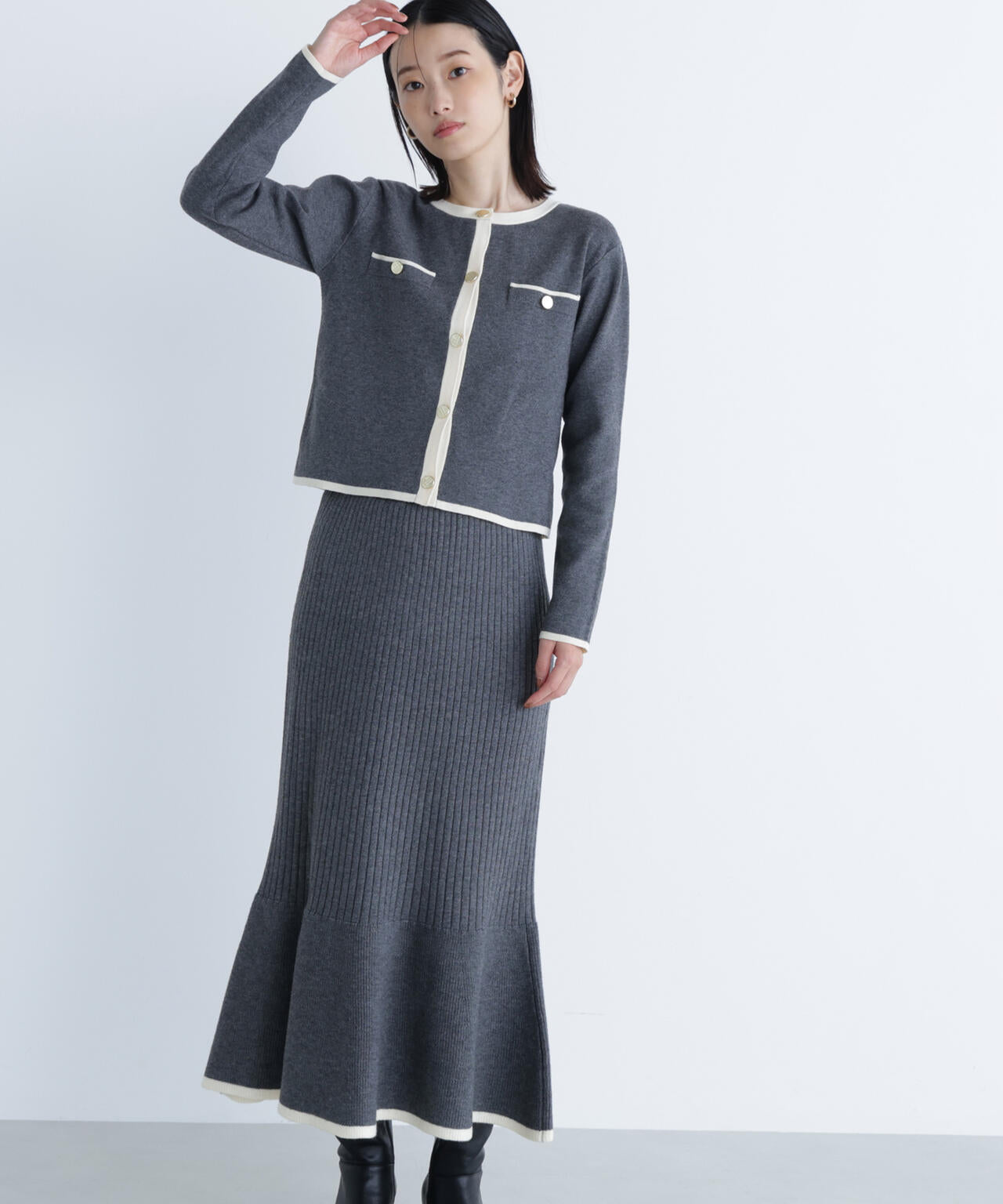 バイカラーニットジャケット＆スカート | NATURAL BEAUTY BASIC
