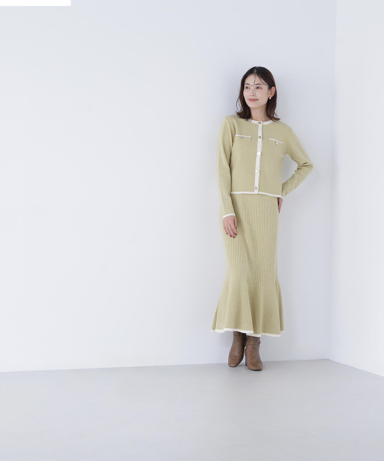 バイカラーニットジャケット＆スカート | NATURAL BEAUTY BASIC