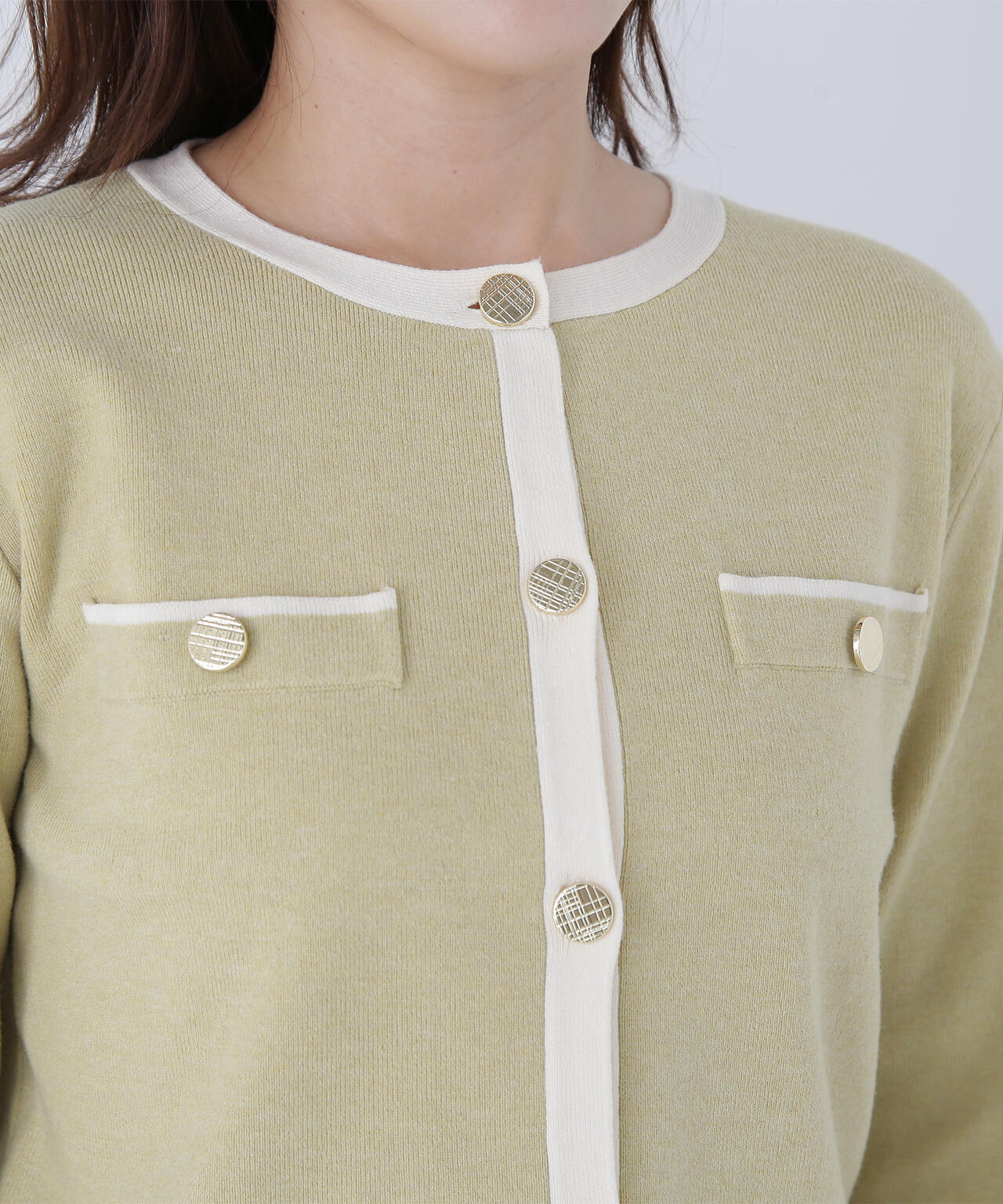 バイカラーニットジャケット＆スカート