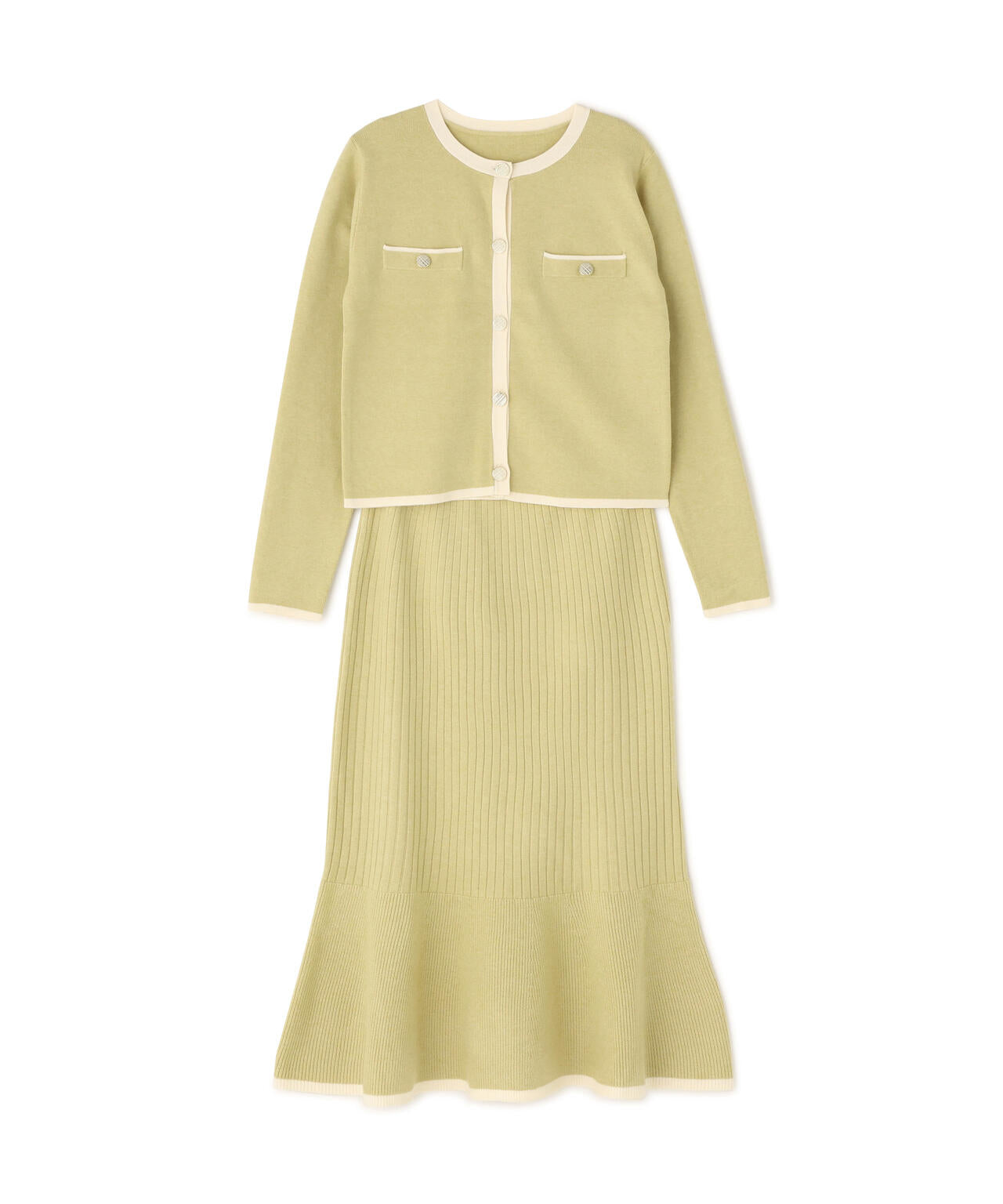 バイカラーニットジャケット＆スカート