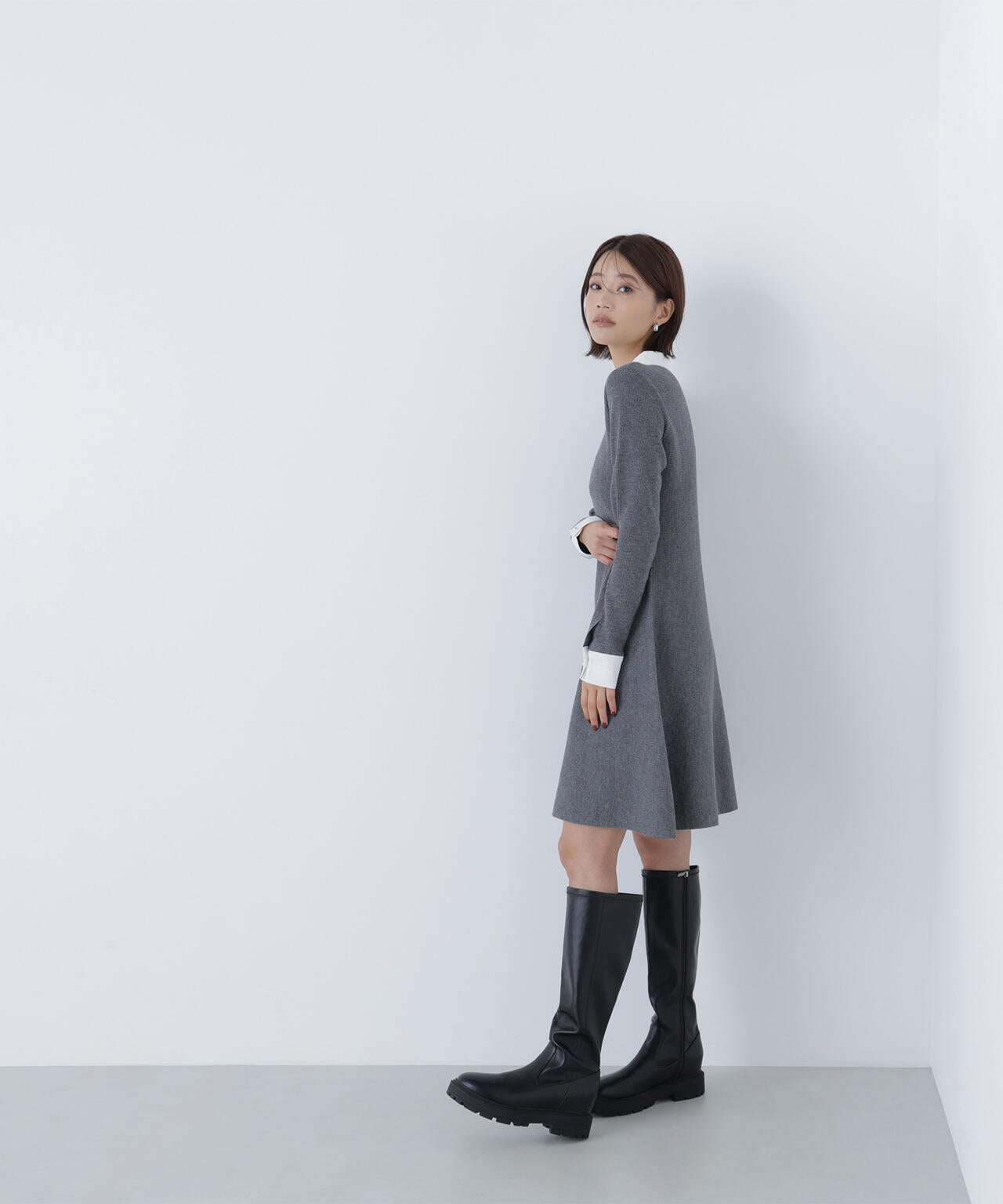 シャツカラーミニニットワンピース | NATURAL BEAUTY BASIC