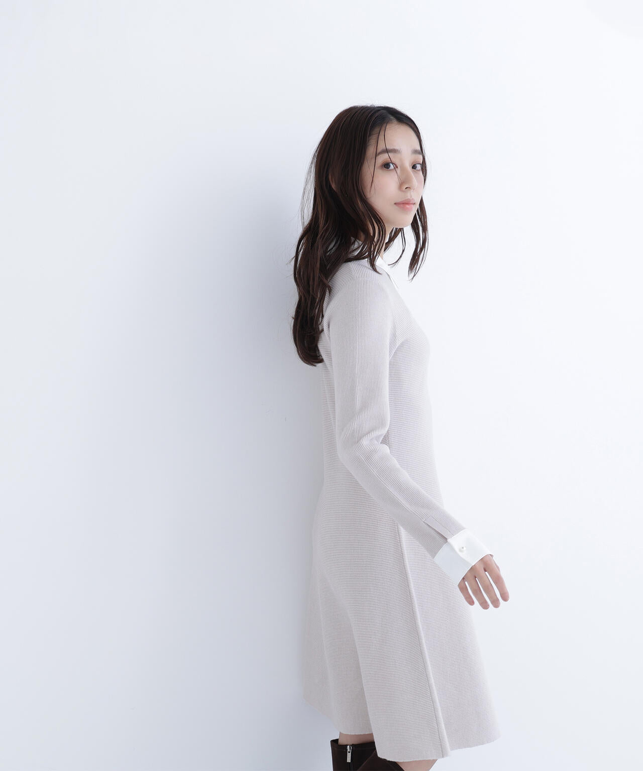 シャツカラーミニニットワンピース＊ | NATURAL BEAUTY BASIC