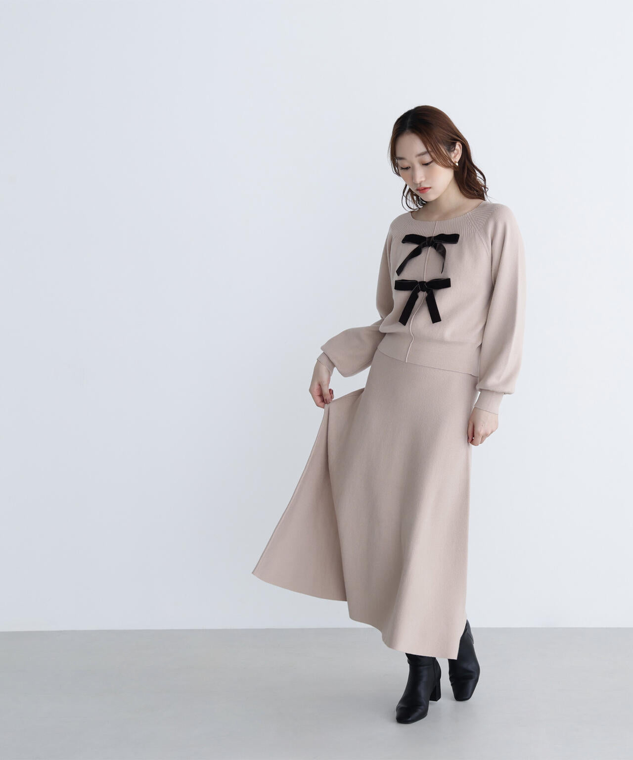 ナチュラルビューティーベーシック（NATURAL BEAUTY BASIC）/ベロアリボンニットセットアップ ベロアリボンニットセットアップ | NATURAL BEAUTY BASIC（ナチュラル