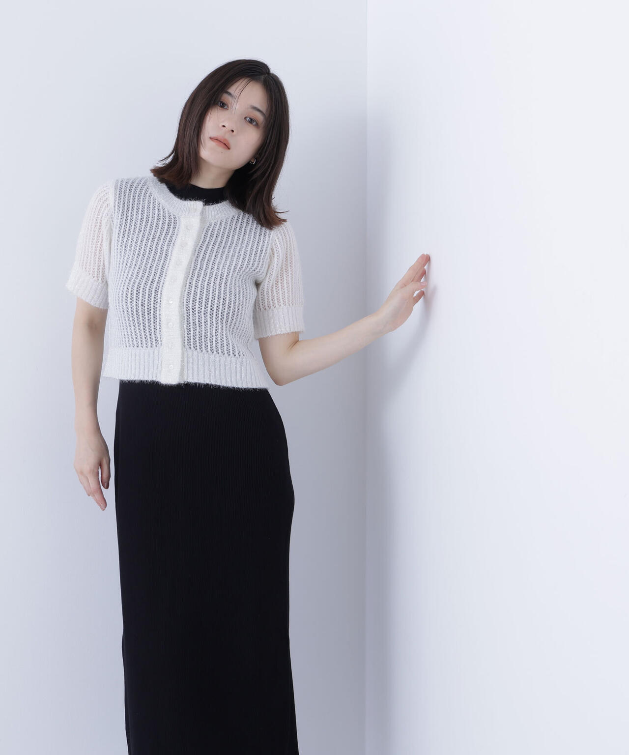 フィルムラメカーデセットニットワンピース