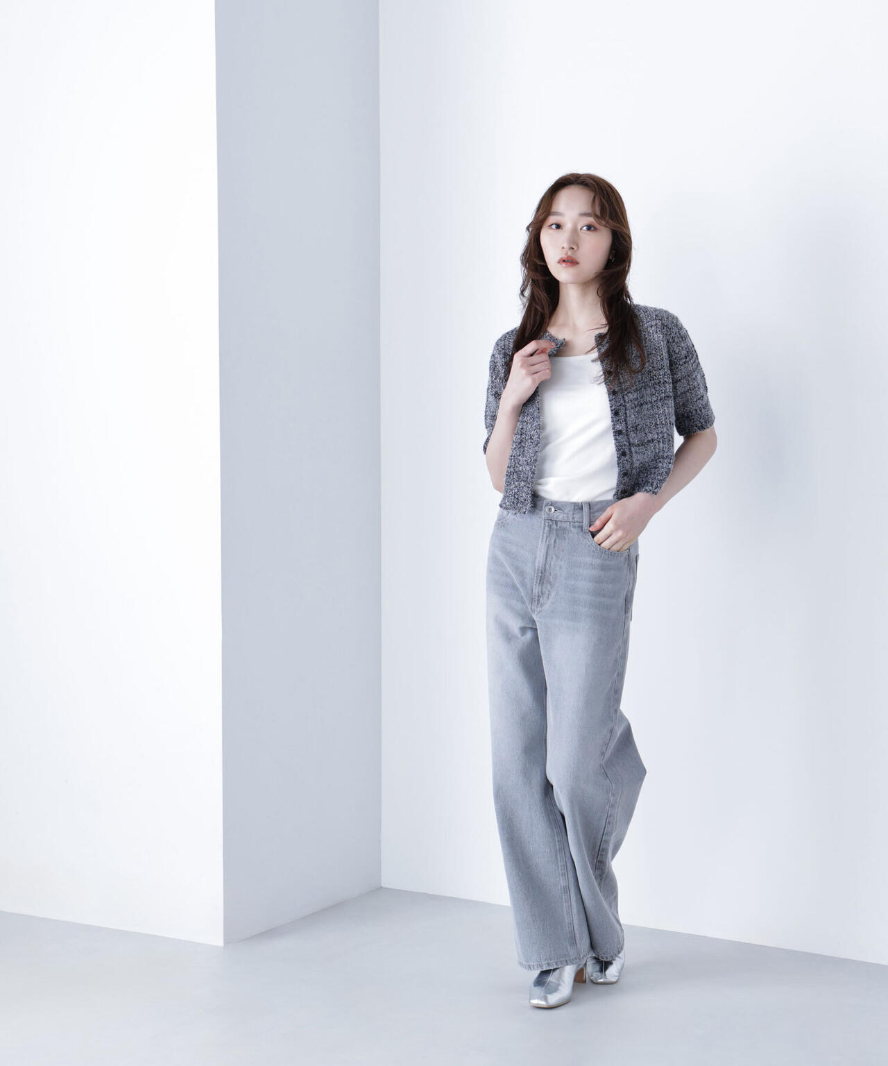 フィルムラメカーデセットニットワンピース