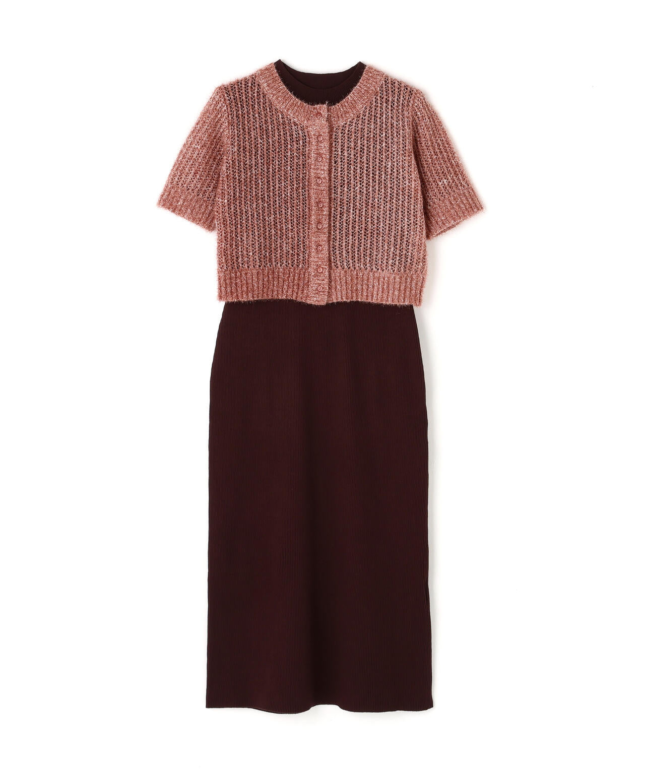 フィルムラメカーデセットニットワンピース