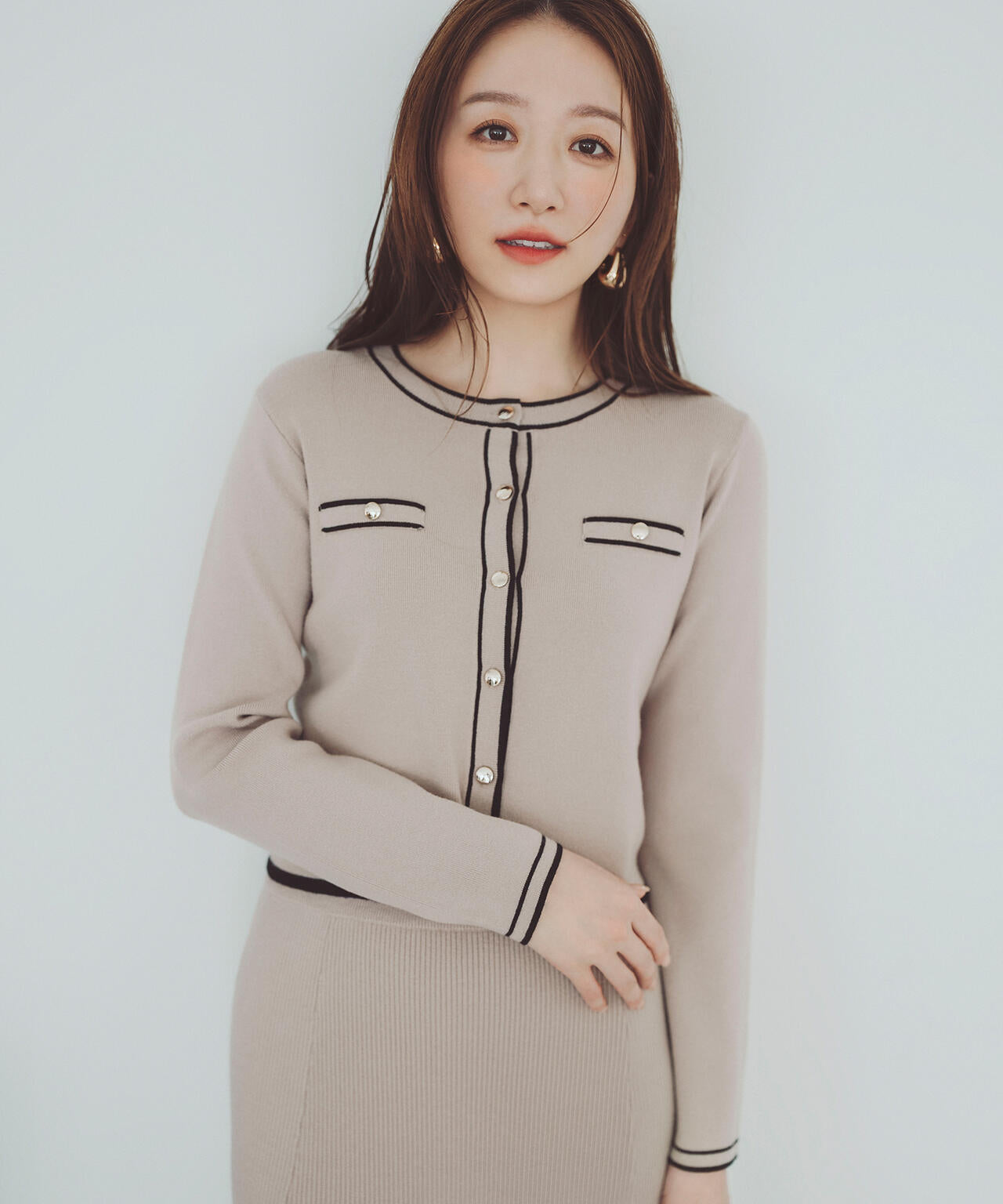 【未使用に近い】NATURAL BEAUTY BASIC〈定価19,800円〉 メタルポイントバイカラーニット | NATURAL BEAUTY BASIC