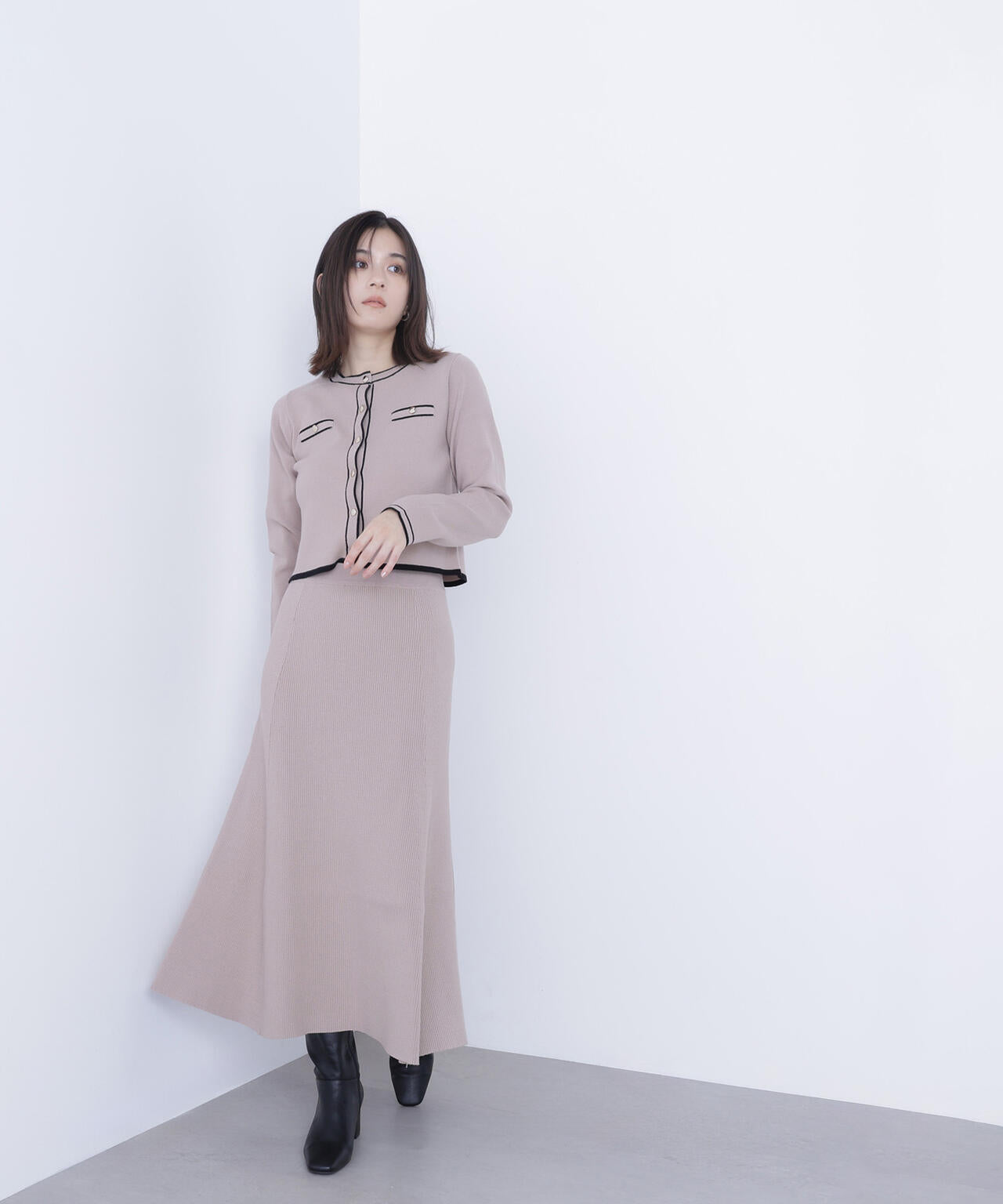 バイカラーニットカーデ＆スカート | NATURAL BEAUTY BASIC