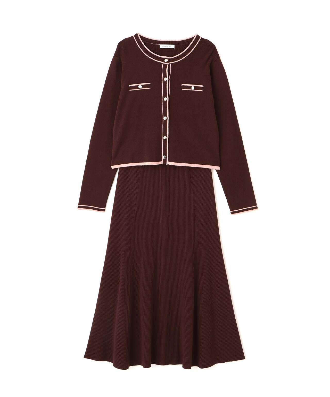 バイカラーニットカーデ＆スカート