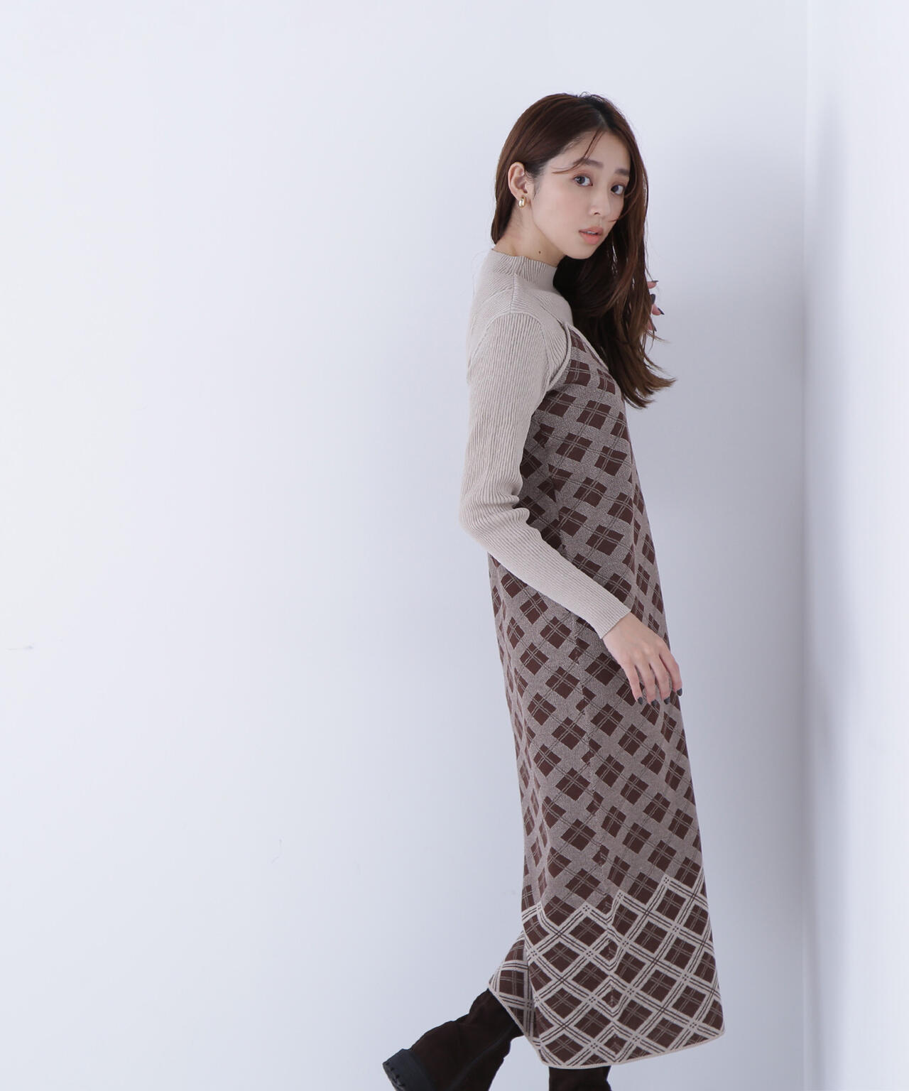 チェックニットキャミワンピースセット | NATURAL BEAUTY BASIC