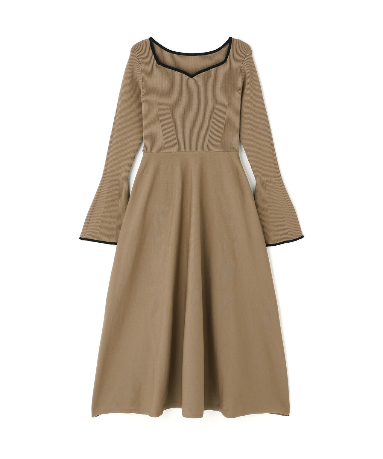 バイカラーハートネックニットワンピース