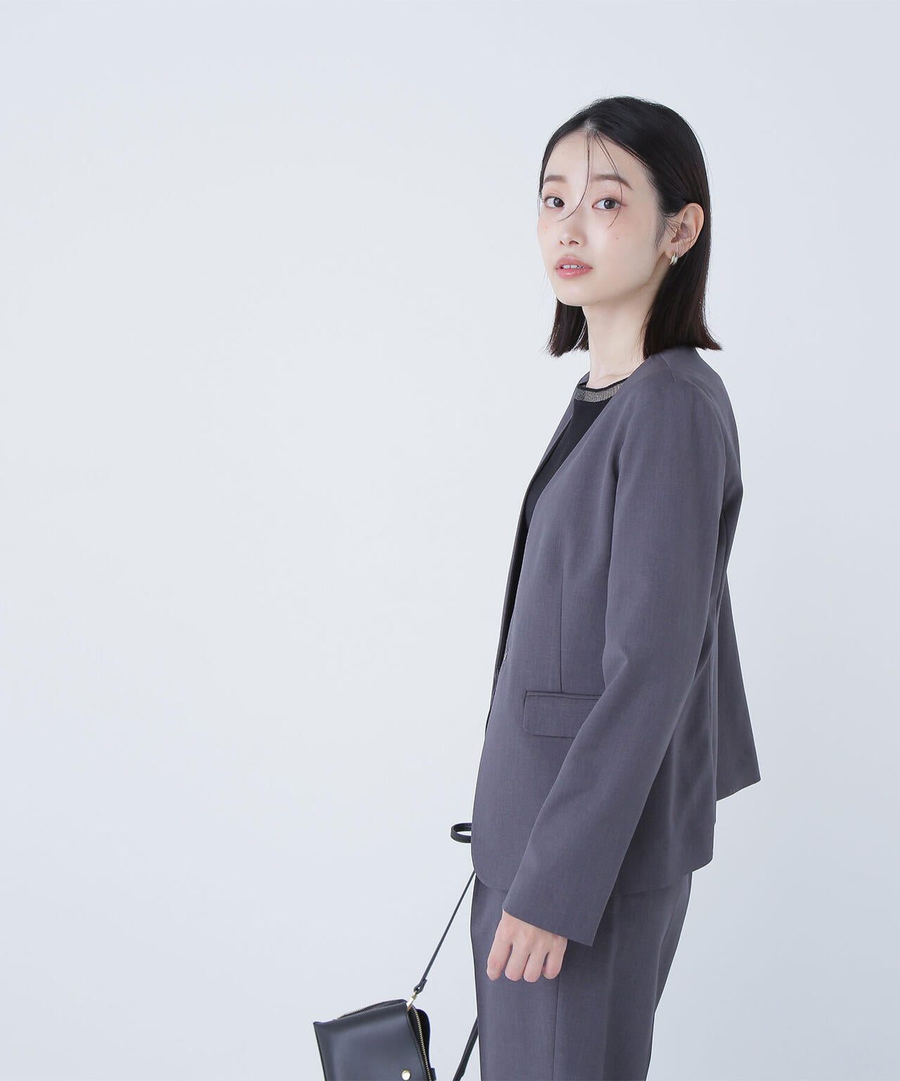 パウダリーツイルセットアップシリーズ ノーカラージャケット