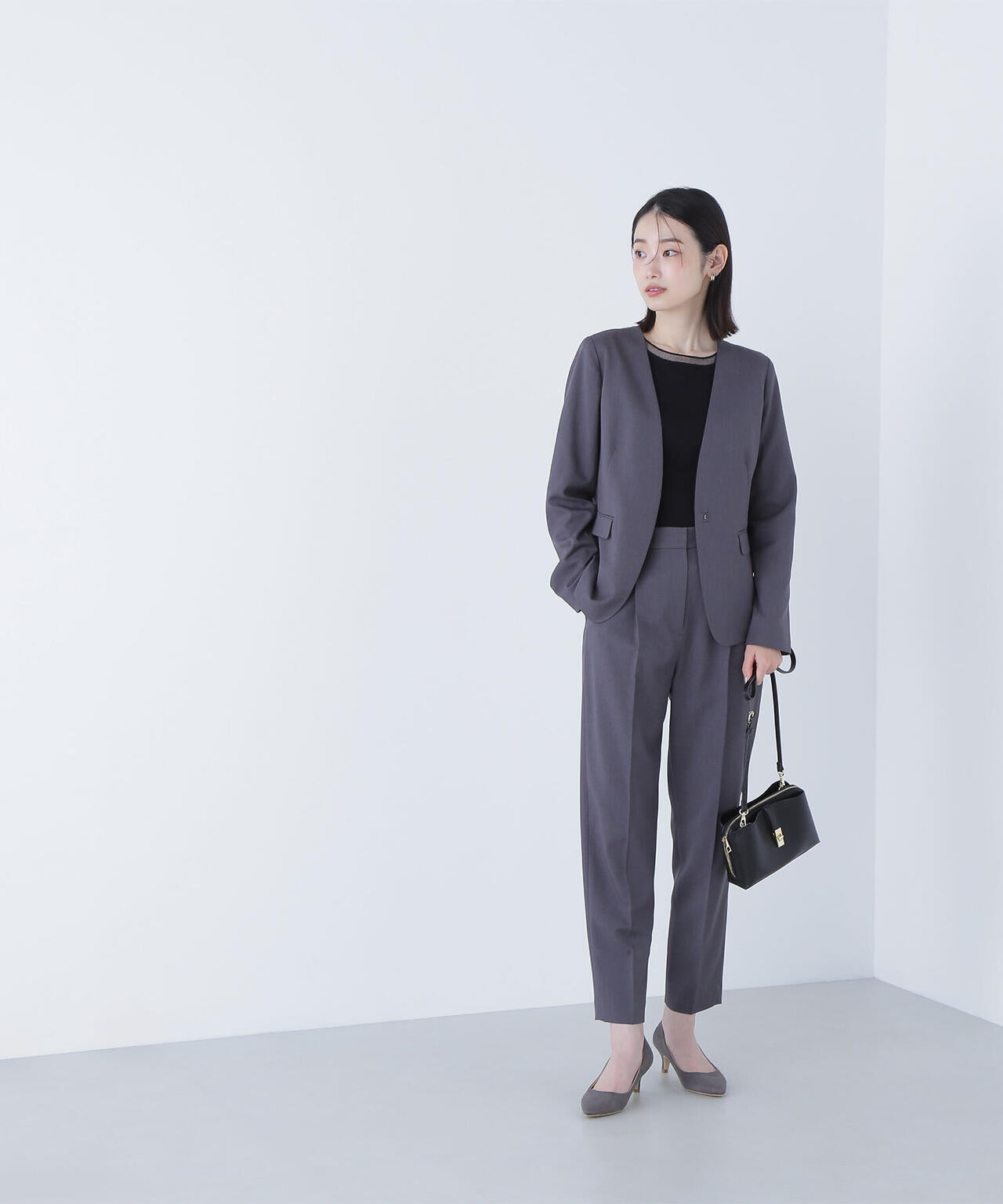 パウダリーツイルセットアップシリーズ ノーカラージャケット