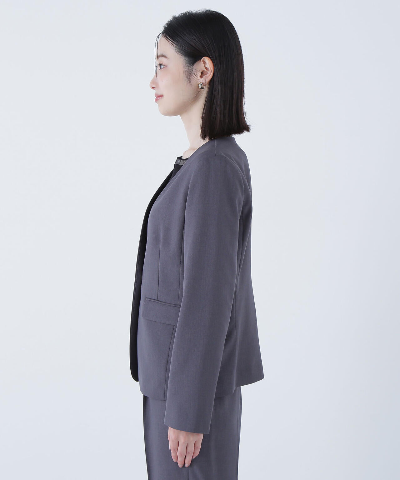 パウダリーツイルセットアップシリーズ ノーカラージャケット