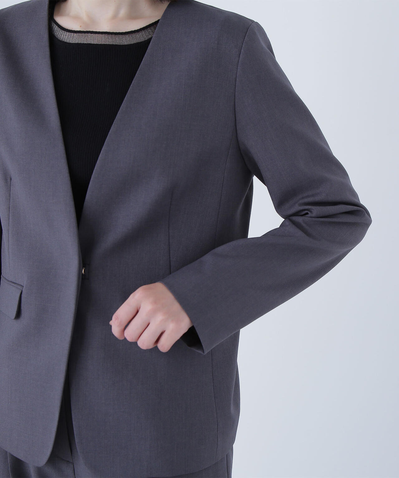 パウダリーツイルセットアップシリーズ ノーカラージャケット