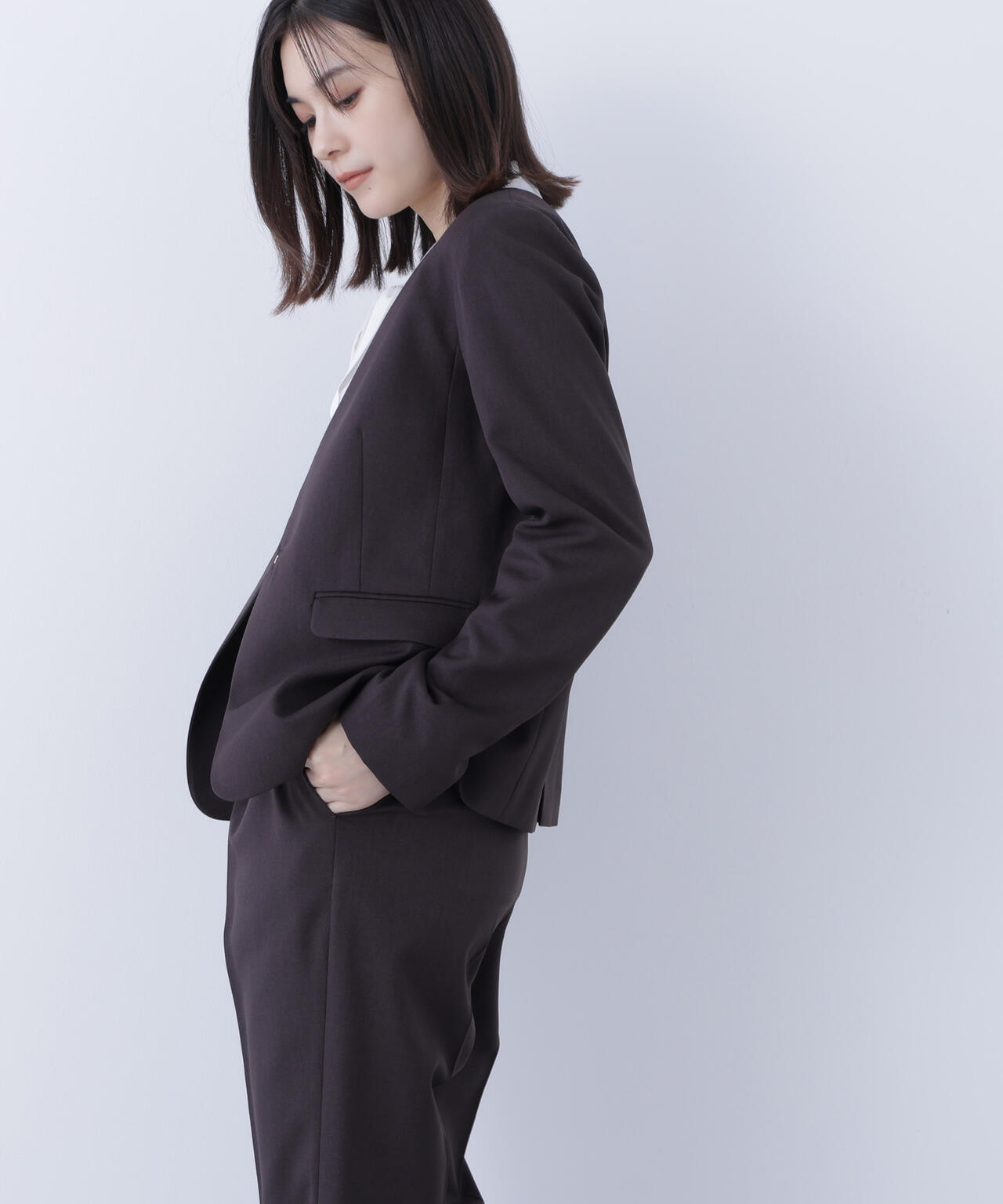 パウダリーツイルセットアップシリーズ ノーカラージャケット