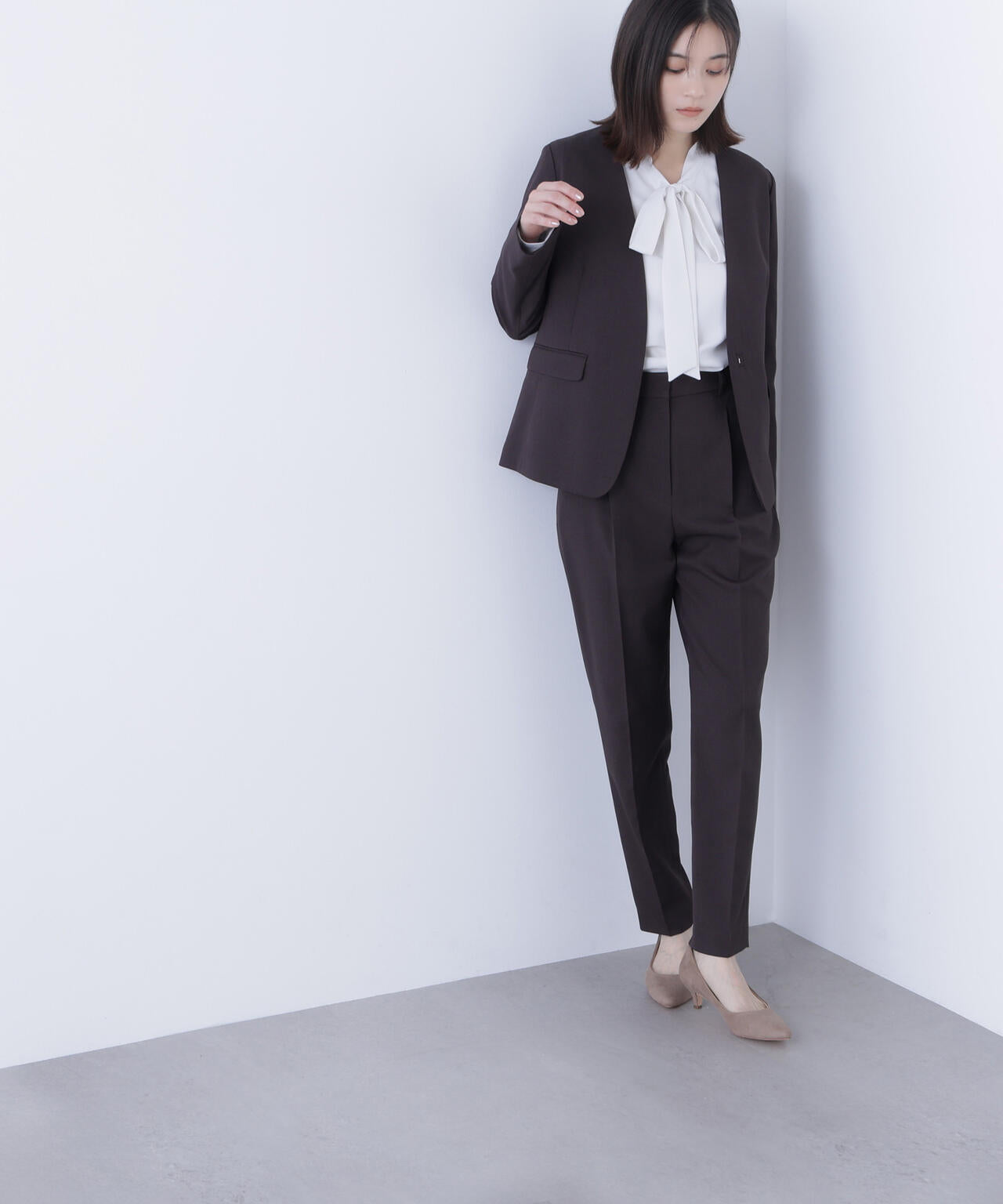 パウダリーツイルセットアップシリーズ ノーカラージャケット