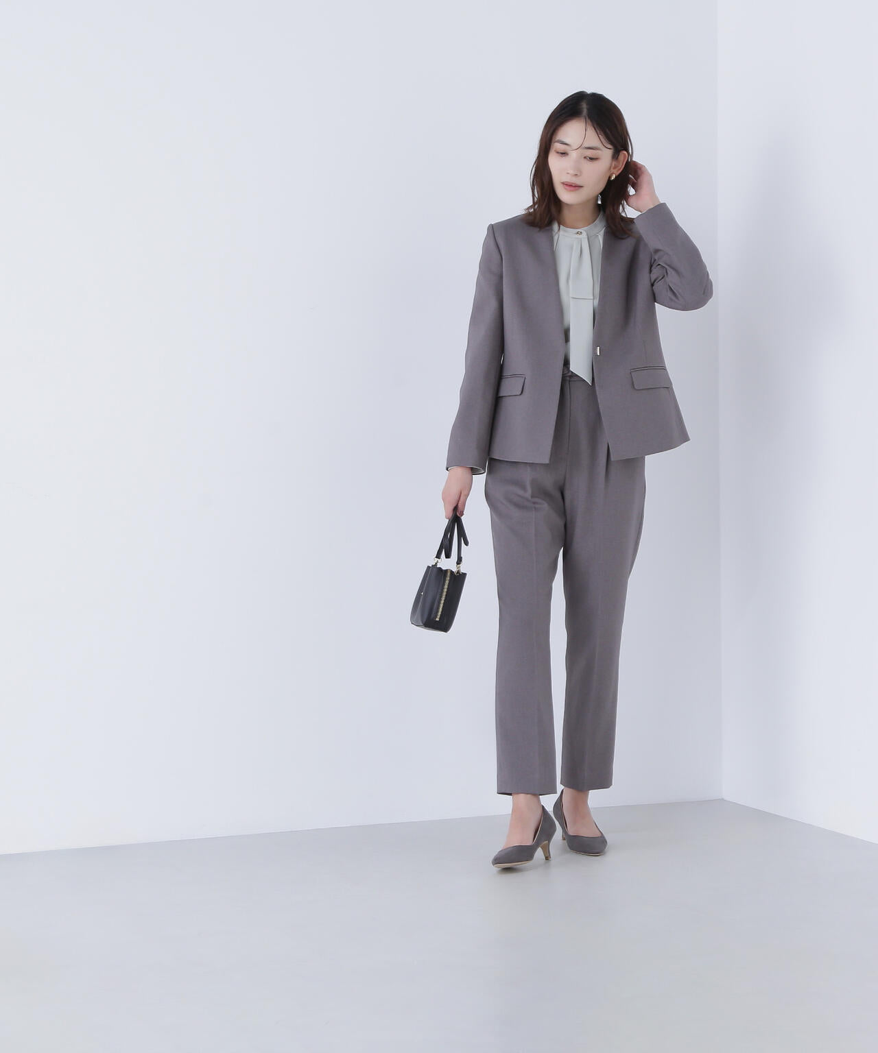 ウーステッドライクツイル SETUP ノーカラージャケット | NATURAL