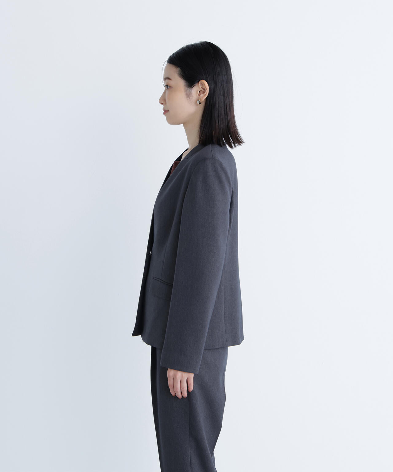 ウーステッドライクツイル SETUP ノーカラージャケット