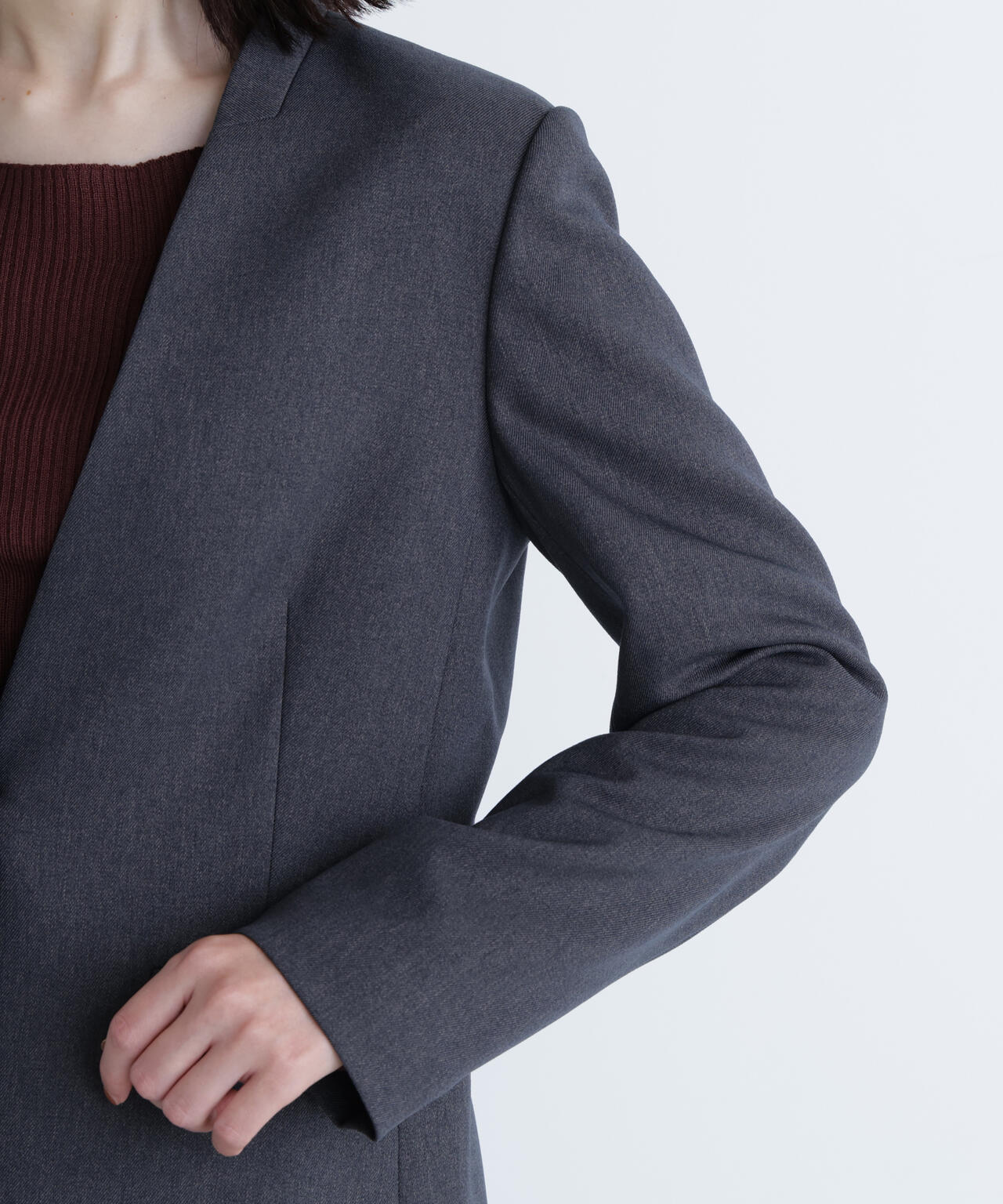 ウーステッドライクツイル SETUP ノーカラージャケット