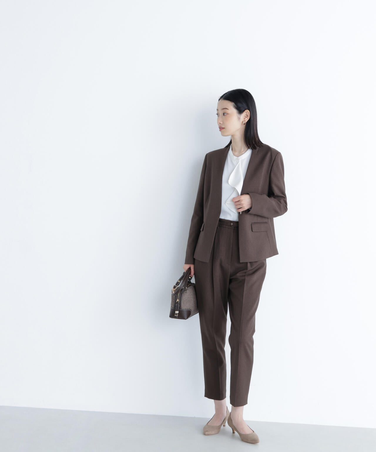 ウーステッドライクツイル SETUP ノーカラージャケット