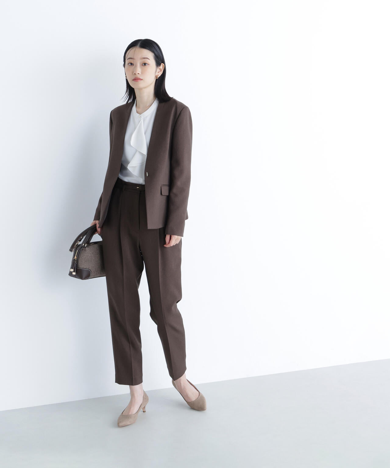 NATURAL BEAUTY BASIC　ウーステッドライクツイルセットアップ ウーステッドライクツイル SETUP ノーカラージャケット