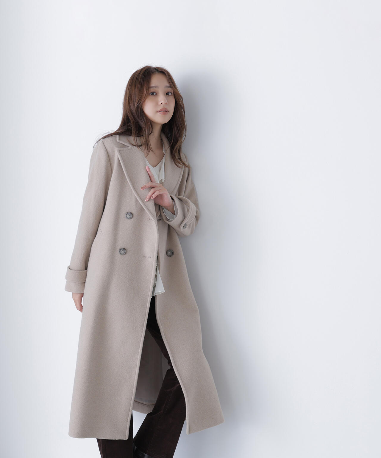 エヌ ナチュラルビューティベーシック ウールパイルダブルミディコート 新品未使用 ビッグカラーダブルチェスターコート | NATURAL BEAUTY BASIC