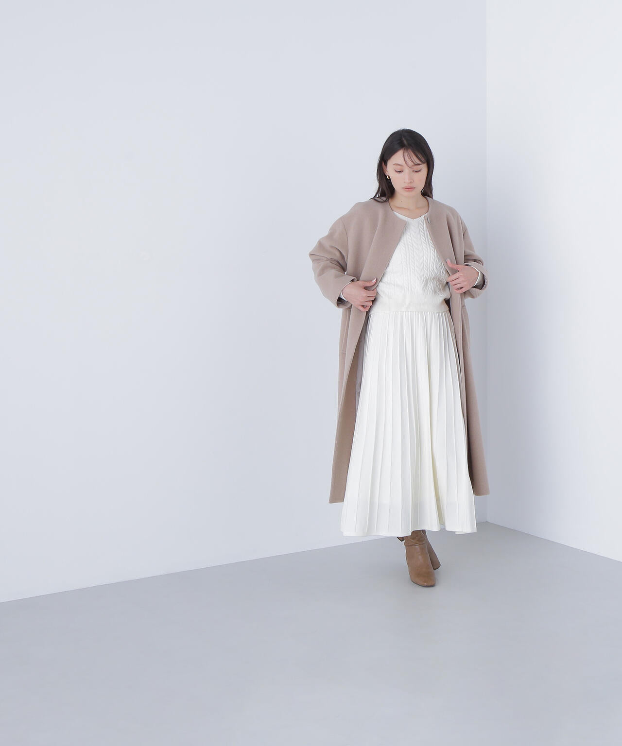 フォルムノーカラーロングコート | NATURAL BEAUTY BASIC（ナチュラル