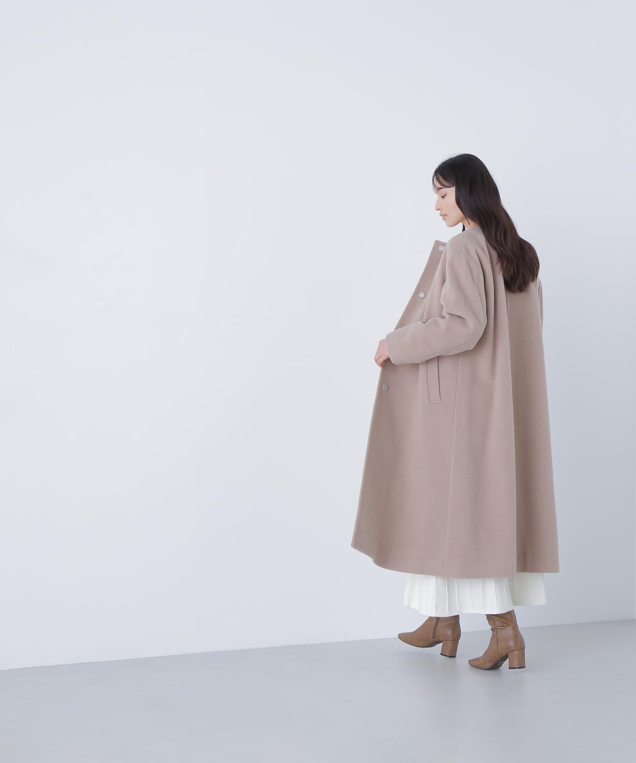 N.natural beauty basic ノーカラーコート ノーカラーミドルコート | NATURAL BEAUTY BASIC（ナチュラル