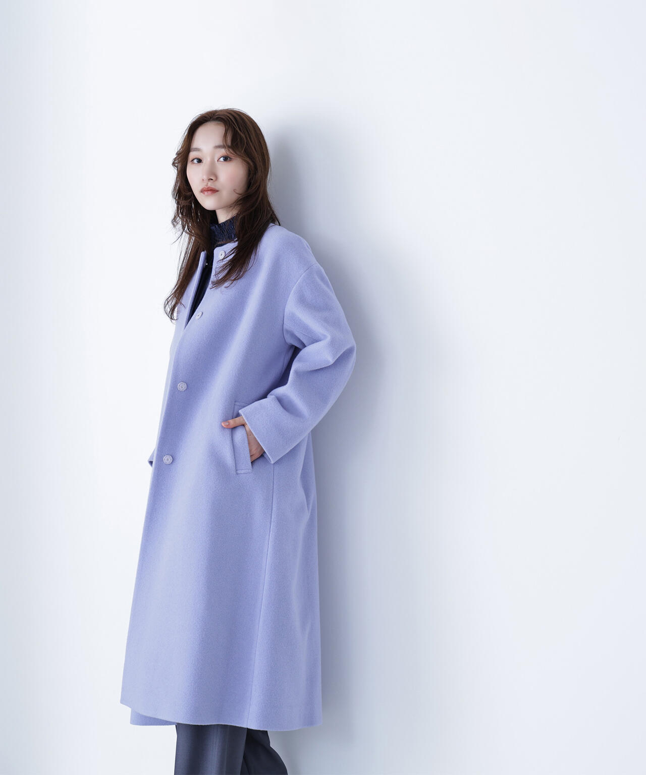 完売品　美品　6 beauty&youth ヘリンボーン　ノーカラーコート フェイクウールノーカラーコート 通販【ニッセン】