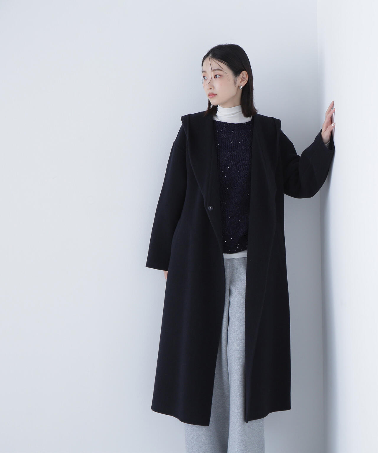 フーデッドロングコート