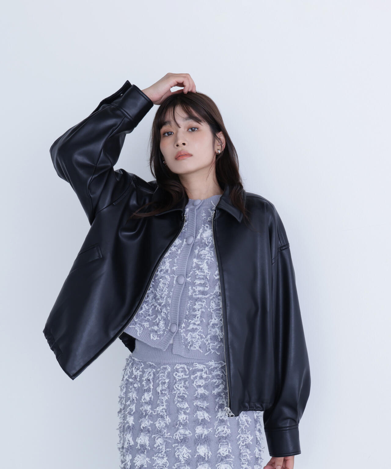 フェイクレザードロストブルゾン